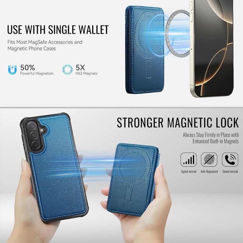 Usroom for Samsung Galaxy A17 Case Wallet Compatible with Magsafe, RFID Blocking Magnetic Card Holder 2 in 1 Detachable Kickstand Shockproof Phone Case for Galaxy A17 6.7" Blue - Image 2